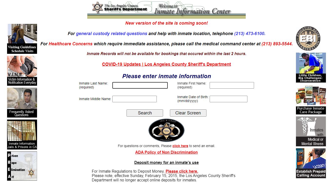 LASD Inmate Information Center - Booking Details